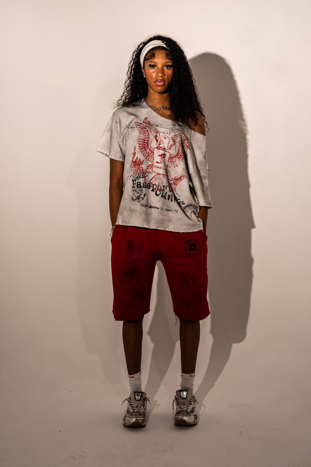 “Passport Junkie”  red shorts