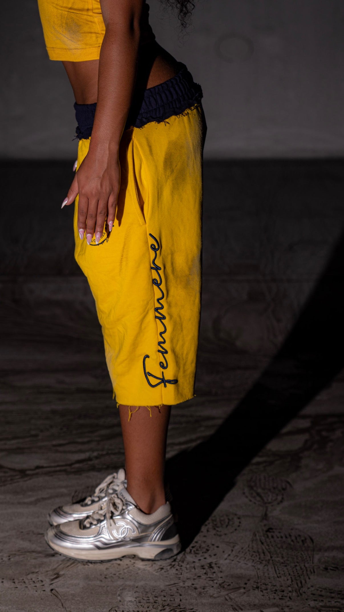 “Passport Junkie”  yellow shorts